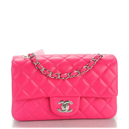 Chanel Lambskin Quilted Mini Rectangular Flap Dark Pink 1 of 8