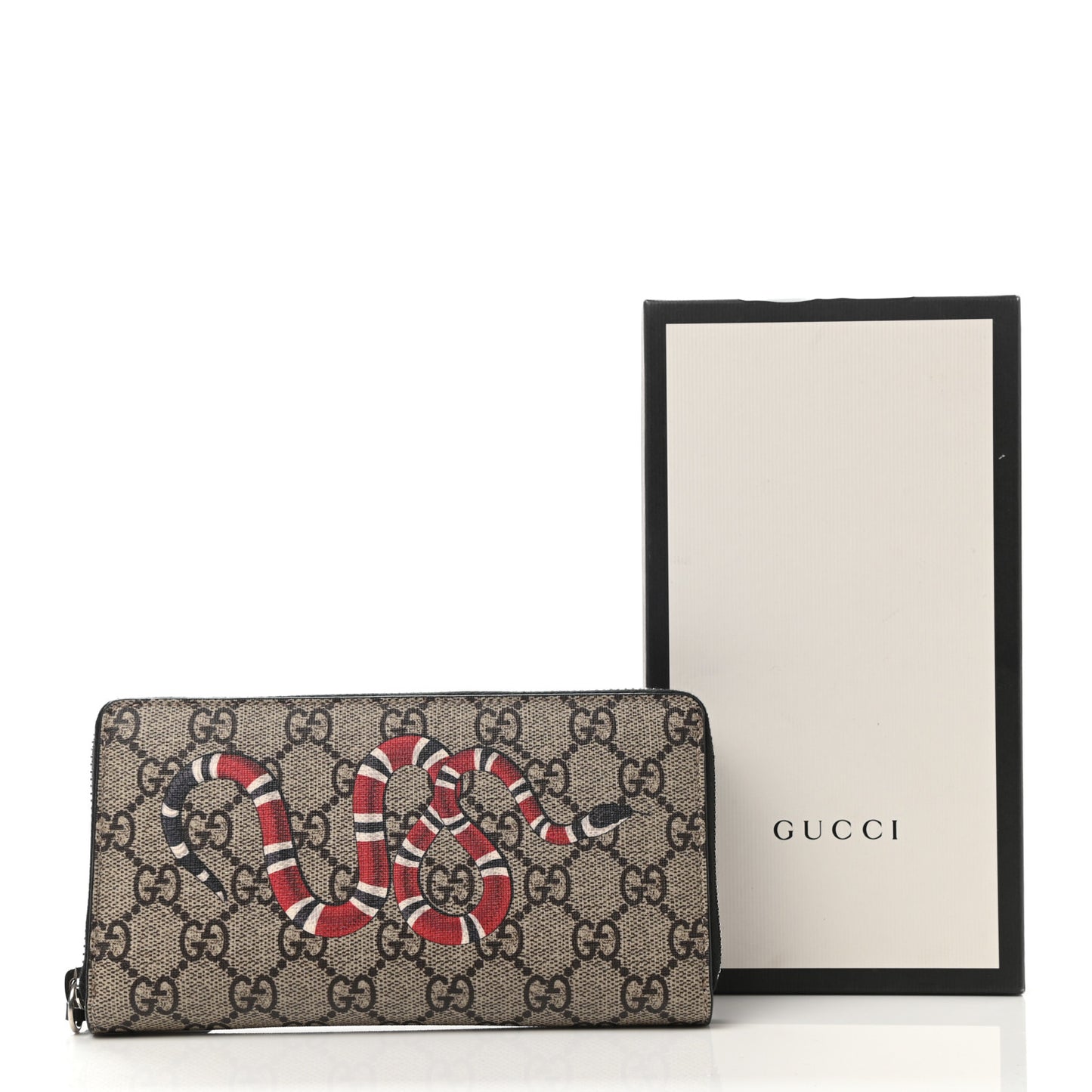 GG Supreme Monogram Kingsnake Zip Around Wallet Black