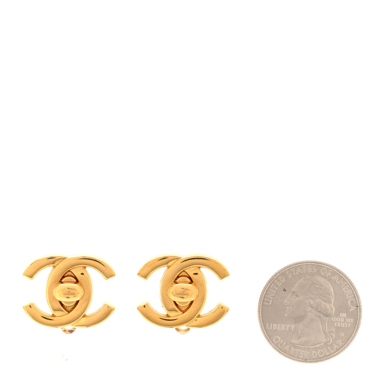Chanel Metal CC Turnlock Clip On Earrings Gold 2 of 4