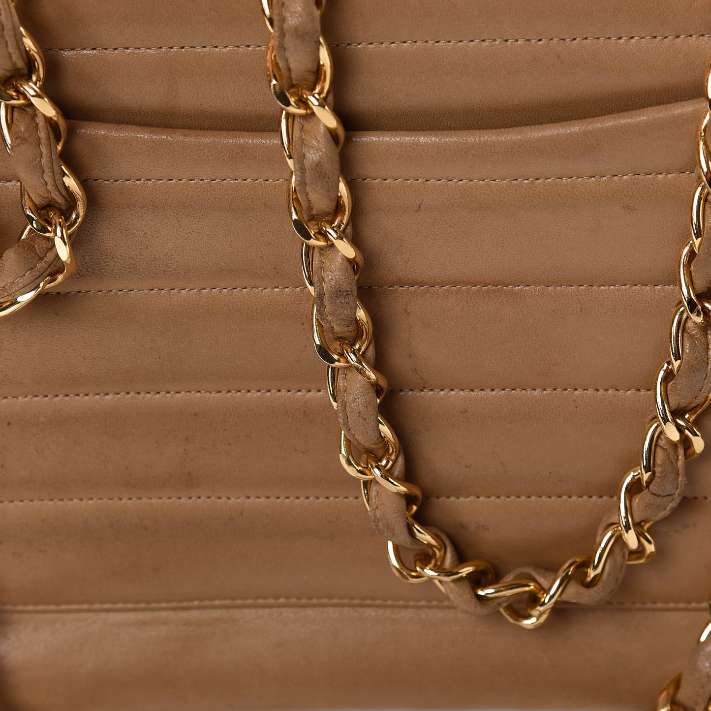 Lambskin Horizontal Quilt Jumbo Single Flap Beige