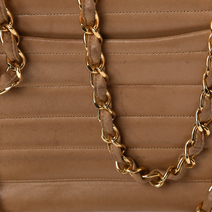 Chanel Lambskin Horizontal Quilt Jumbo Single Flap Beige 15 of 19