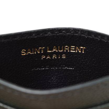 Saint Laurent Grain De Poudre Matelasse Chevron Monogram Credit Card Case Peacock Green 6 of 9