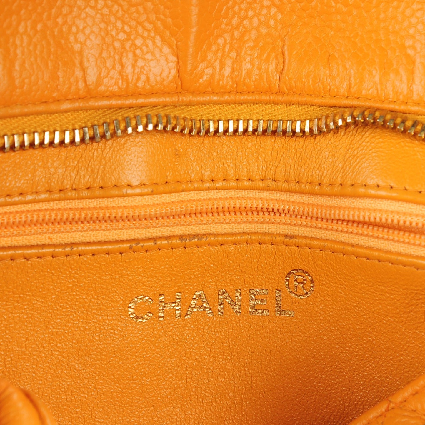 Caviar Quilted Medallion Tote Orange