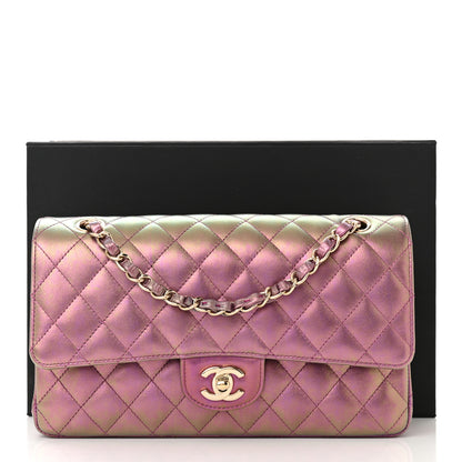 Chanel Iridescent Lambskin Quilted Medium Double Flap Purple 11 of 11