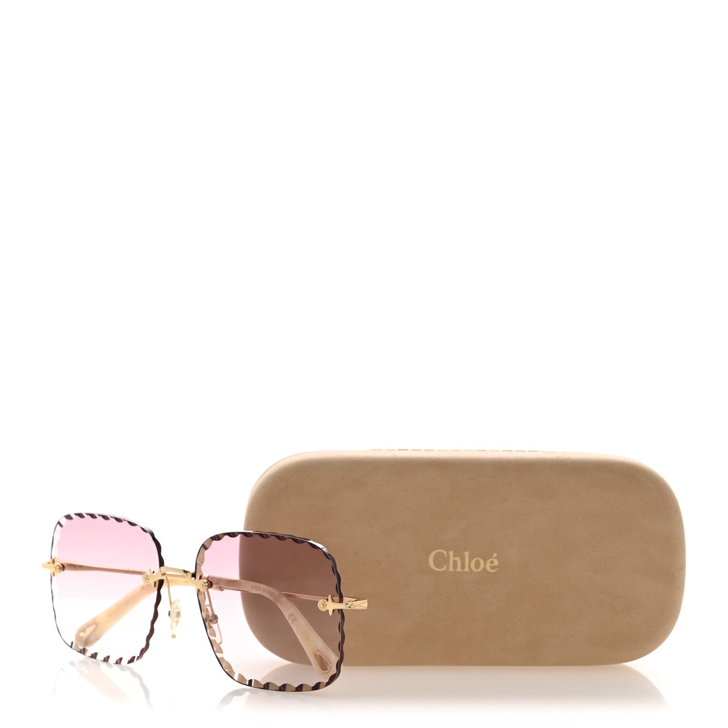 Chloe Rosie Bevelled Round Sunglasses CE161S Gold Gradient Pink 8 of 8