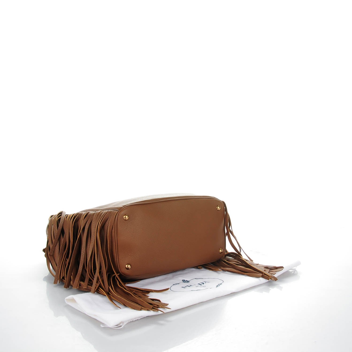 Prada Cervo Deerskin Fringe Hobo Cammello 4 of 8