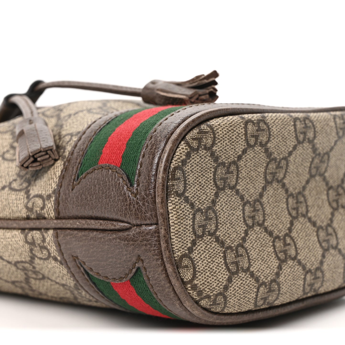 GG Supreme Monogram Web Mini Ophidia Bucket Bag Brown