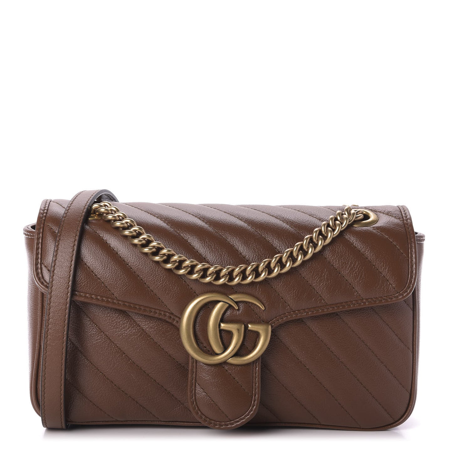 Azalea Calfskin Matelasse Diagonal Small GG Marmont Shoulder Bag Cuir