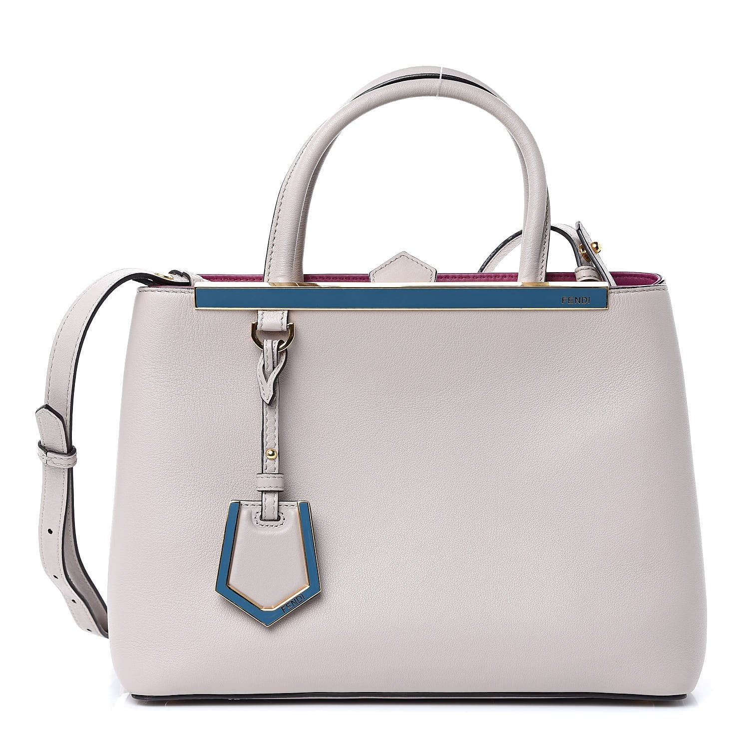 Fendi Vitello Dolce Century Petite 2Jours Tote Grigio Polvere Ciclamino 1 of 11