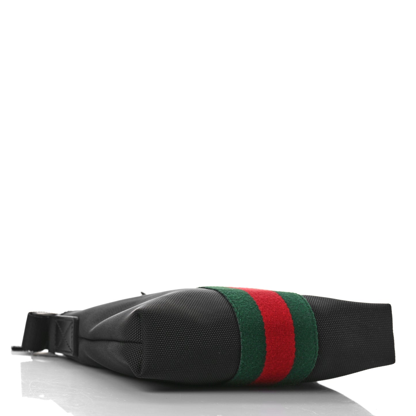 Techno Canvas Selleria Calfskin Web Small Flat Messenger Bag Black