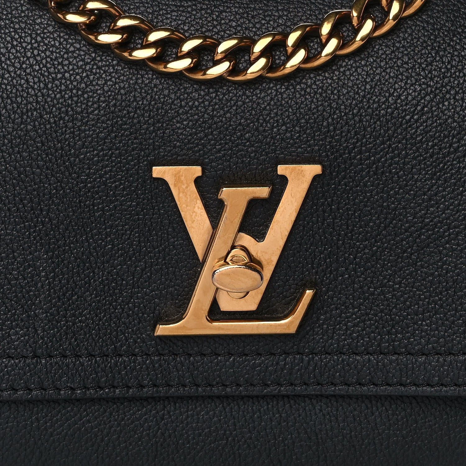 Louis Vuitton Grained Calfskin Lockme Chain Bag Black 9 of 14