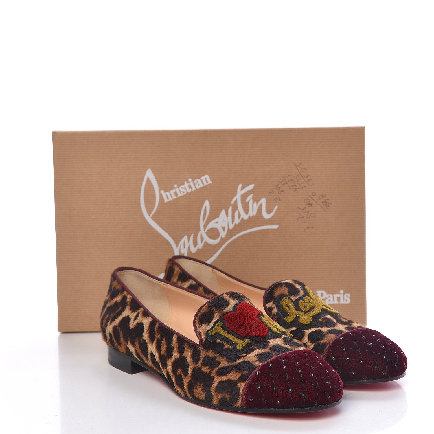 Christian Louboutin Leopard Print Cap Toe I Love My Loubies Loafers 37 Rouge Imperial 9 of 9