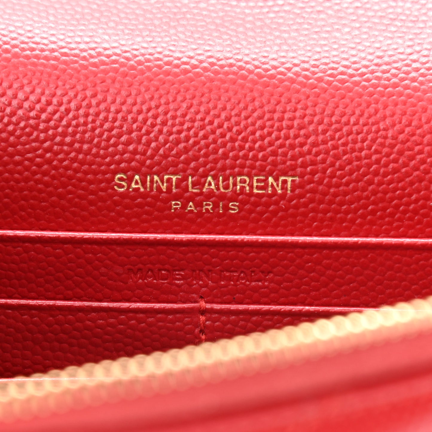 Grain De Poudre Matelasse Chevron Monogram Envelope Chain Wallet Red