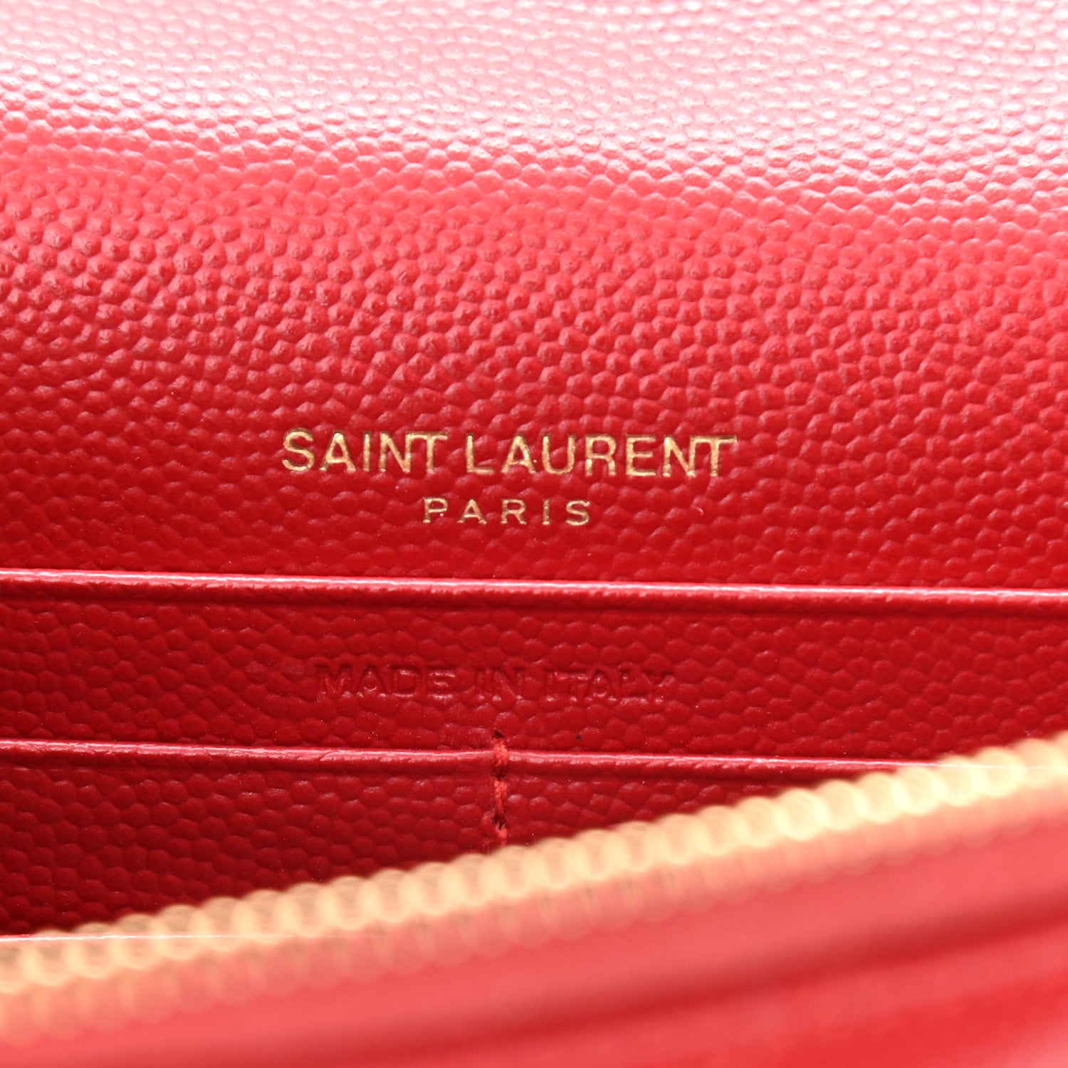 Saint Laurent Grain De Poudre Matelasse Chevron Monogram Envelope Chain Wallet Red 10 of 23
