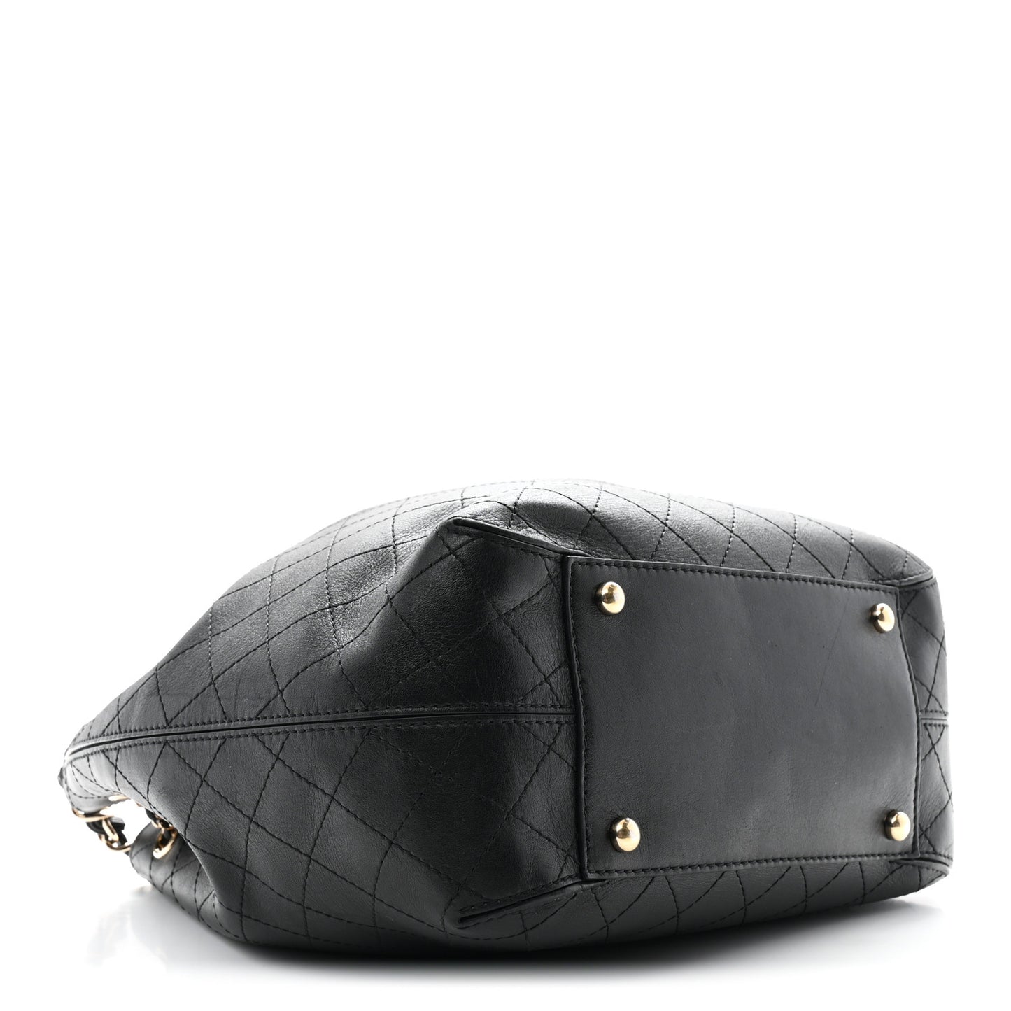 Calfskin Stitched Drawstring Bag Black