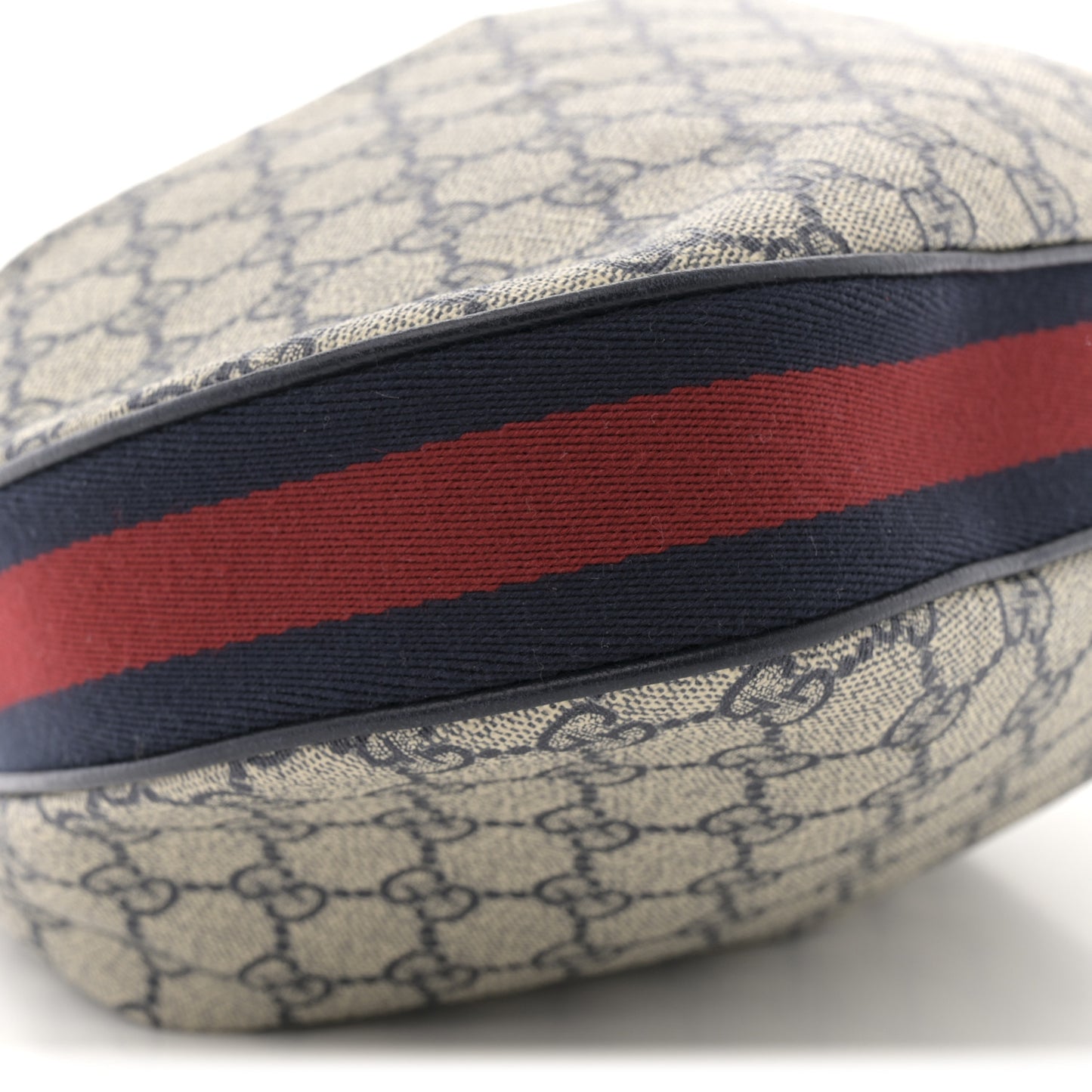 GG Supreme Monogram Textured Calfskin Web Large Attache Shoulder Bag Beige Blue
