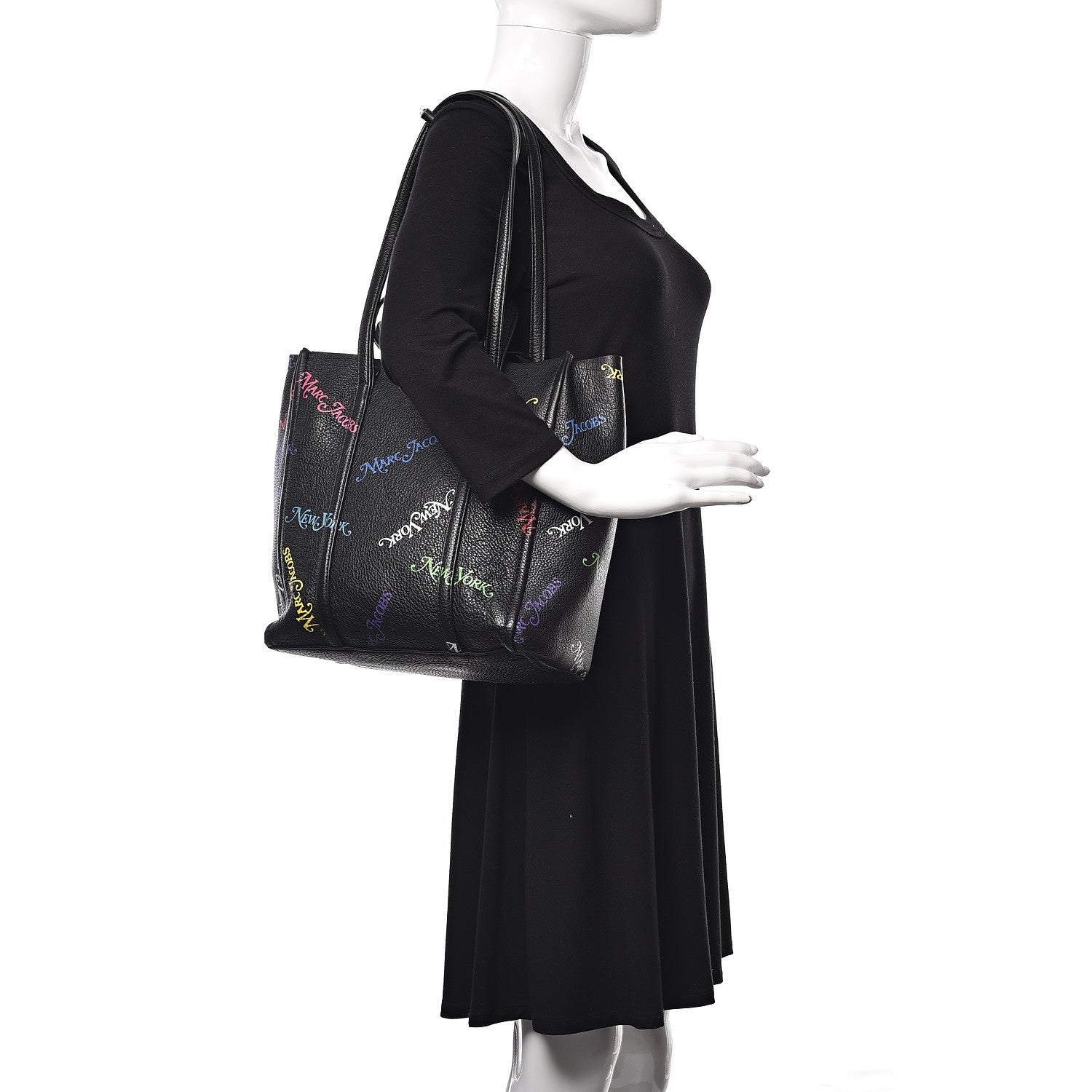 Marc Jacobs X New York Magazine Grained Calfskin The Tag Tote Black 2 of 9