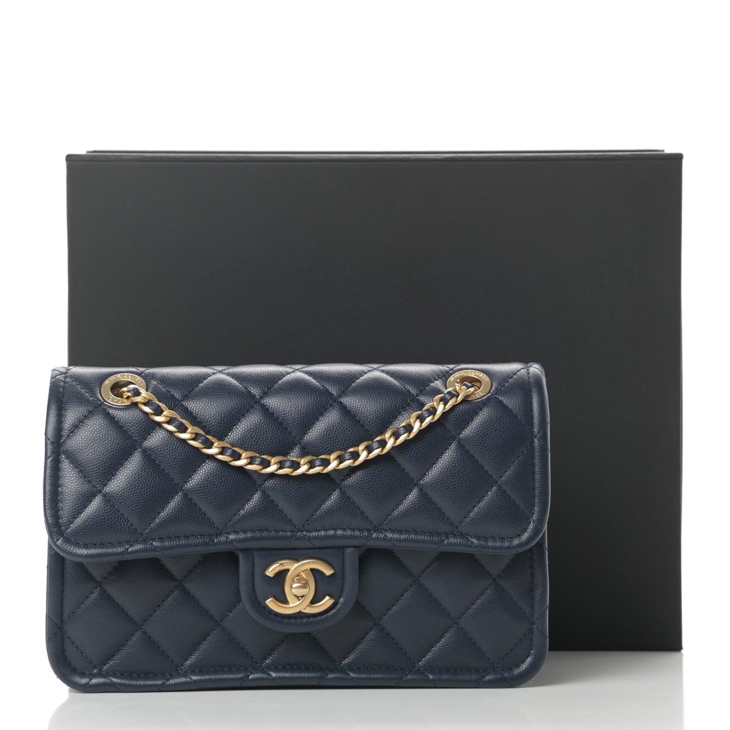 Caviar Quilted Medium Sweet Classic Flap Navy Blue