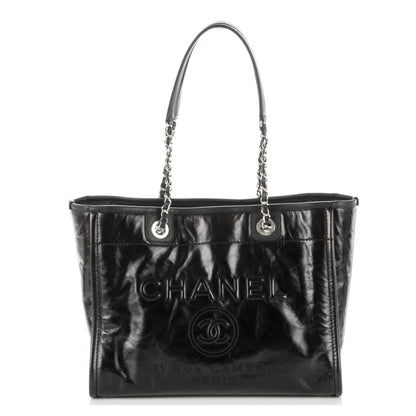 Chanel Glazed Calfskin Small Deauville Tote Black 1 of 7