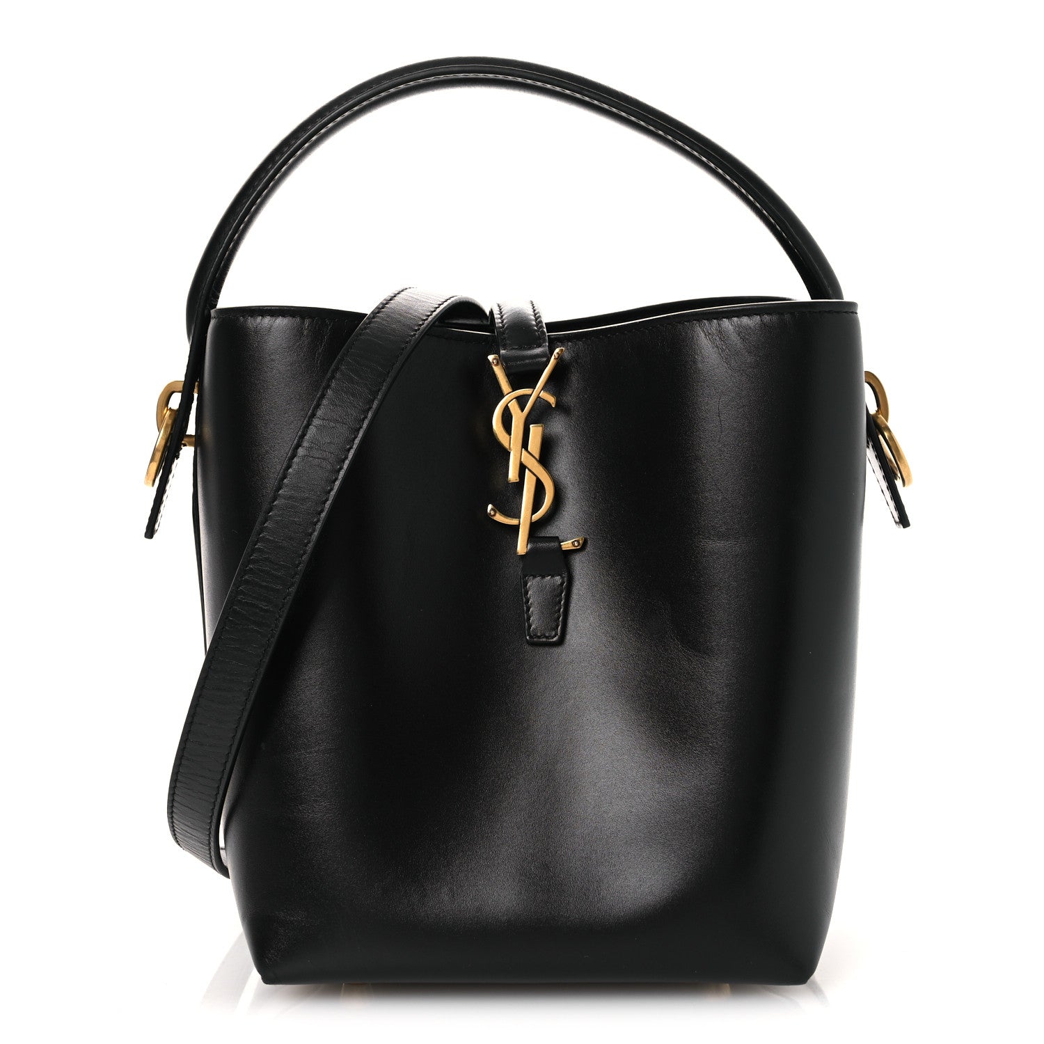 Saint Laurent Smooth Shiny Calfskin Monogram Le 37 Small Bucket Bag Black 1 of 15
