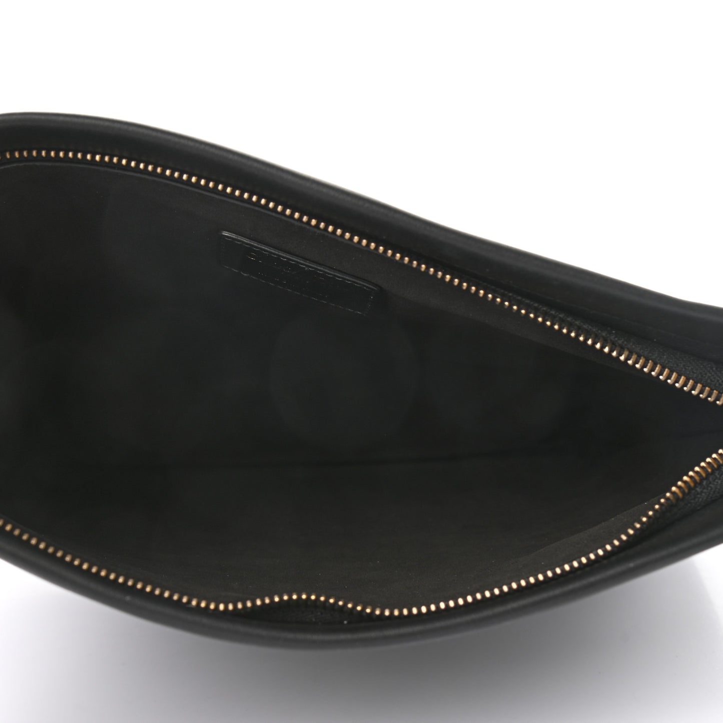 Calfskin Embossed Logo Zip Clutch Black