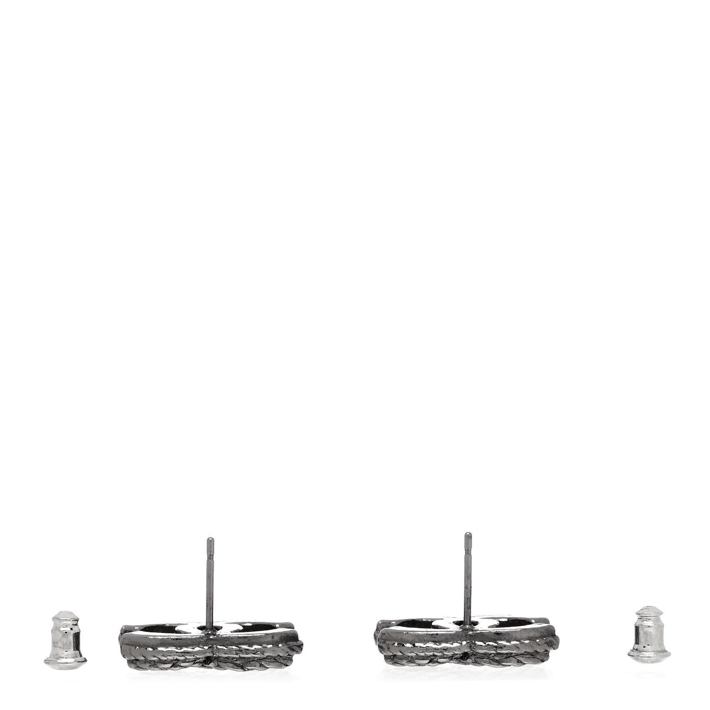 Ruthenium Twisted CC Earrings Silver
