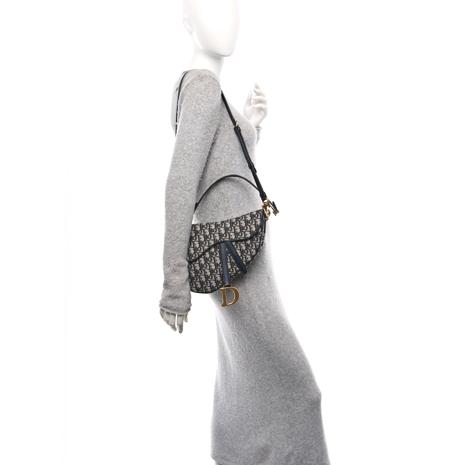 Christian Dior Oblique Saddle Bag With Strap Blue 2 of 10
