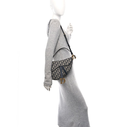 Christian Dior Oblique Saddle Bag With Strap Blue 2 of 10