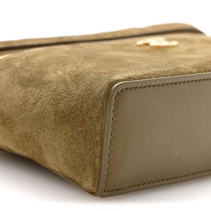 Chanel Suede Calfskin Top Handle Slim Vanity Case With Chain Dark Khaki 9 of 11