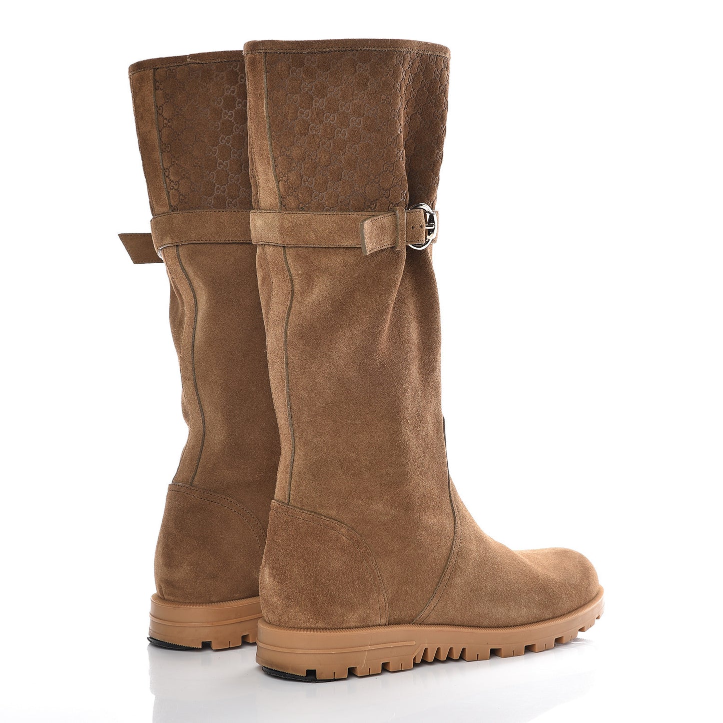 Suede Microguccissima Knee Boots 40 Brown