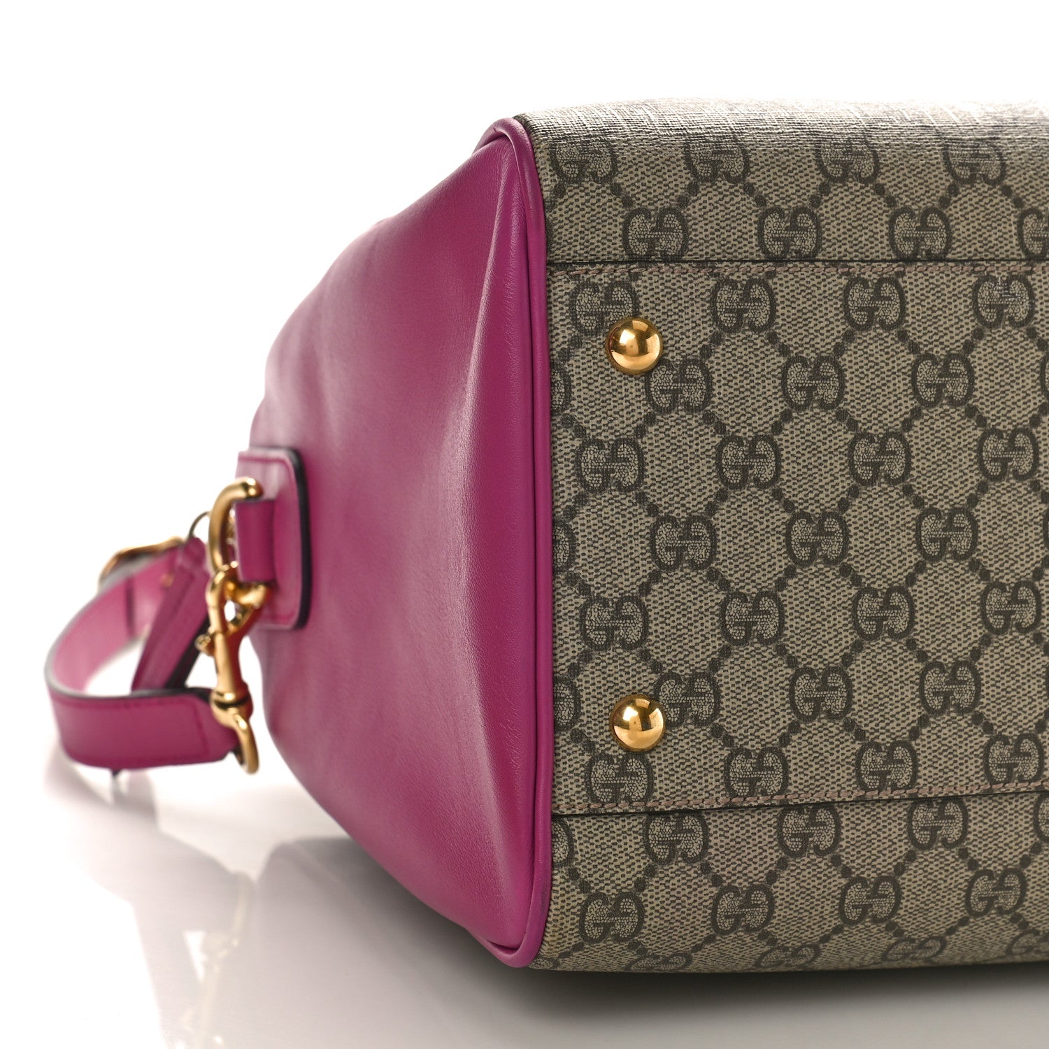 Gucci GG Supreme Monogram Medium Boston Beige Hibiscus Red New Rosette 8 of 10