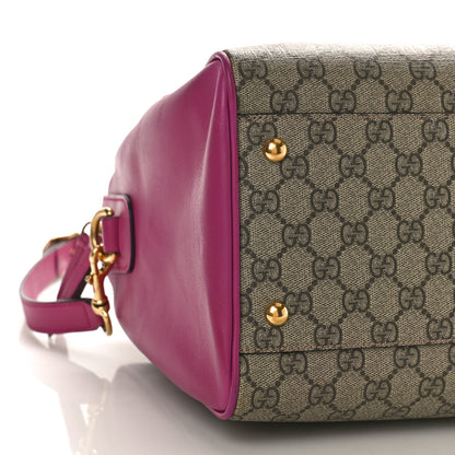 Gucci GG Supreme Monogram Medium Boston Beige Hibiscus Red New Rosette 8 of 10