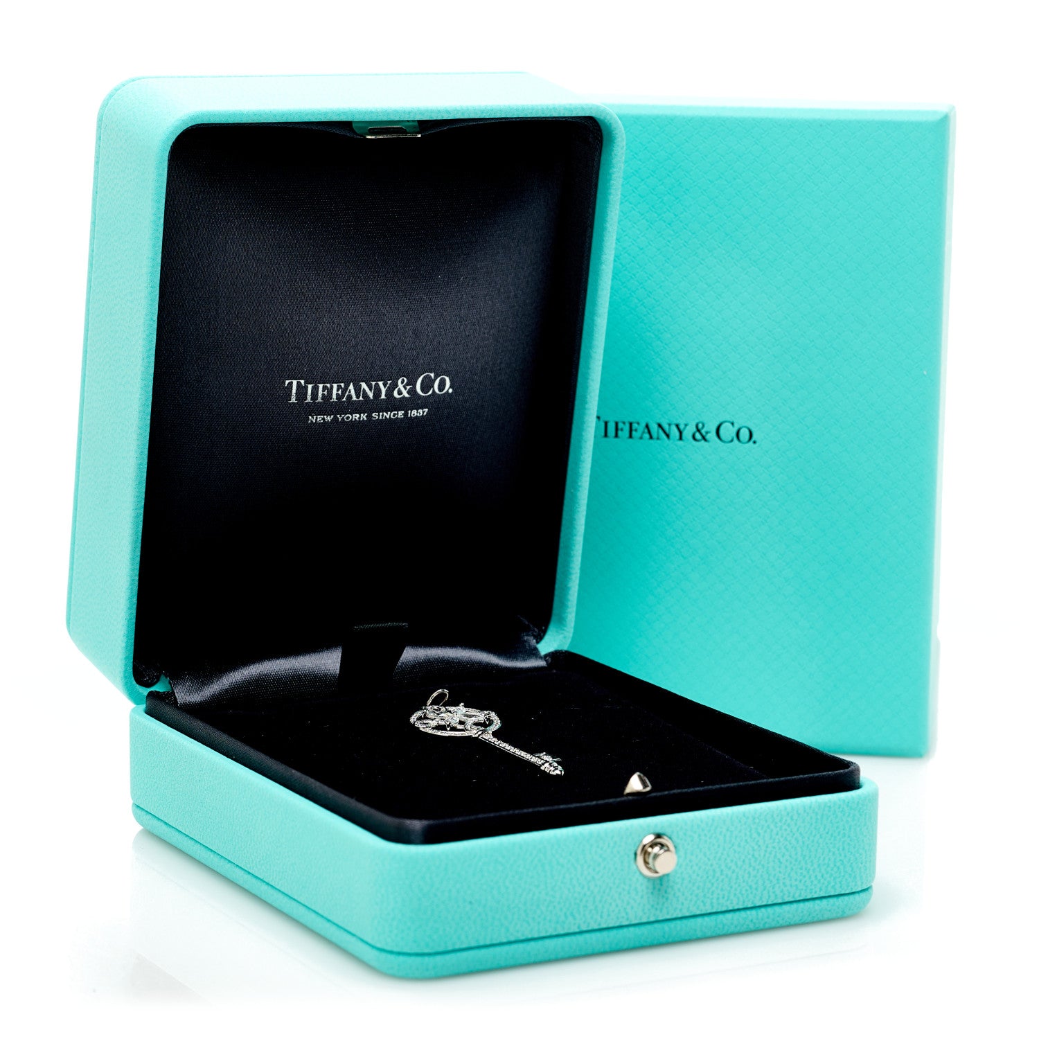 Tiffany Platinum Diamond Victoria Round Key Pendant 5 of 5