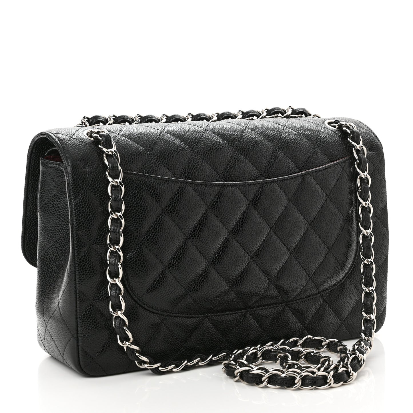 Caviar Quilted Jumbo Double Flap Black