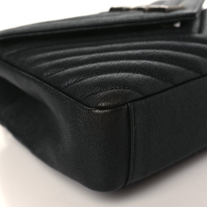 Saint Laurent Sheepskin Matelasse Chevron Monogram Medium College Bag Black 7 of 8