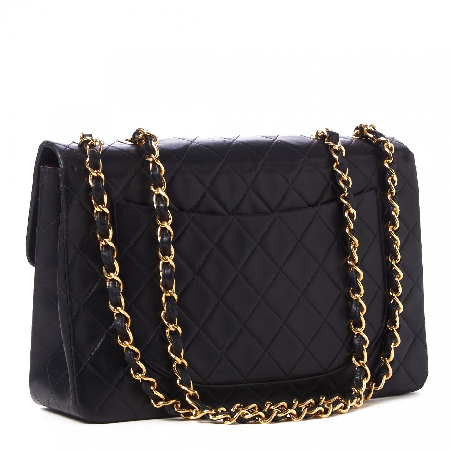 Lambskin Quilted XL Jumbo Single Flap Black