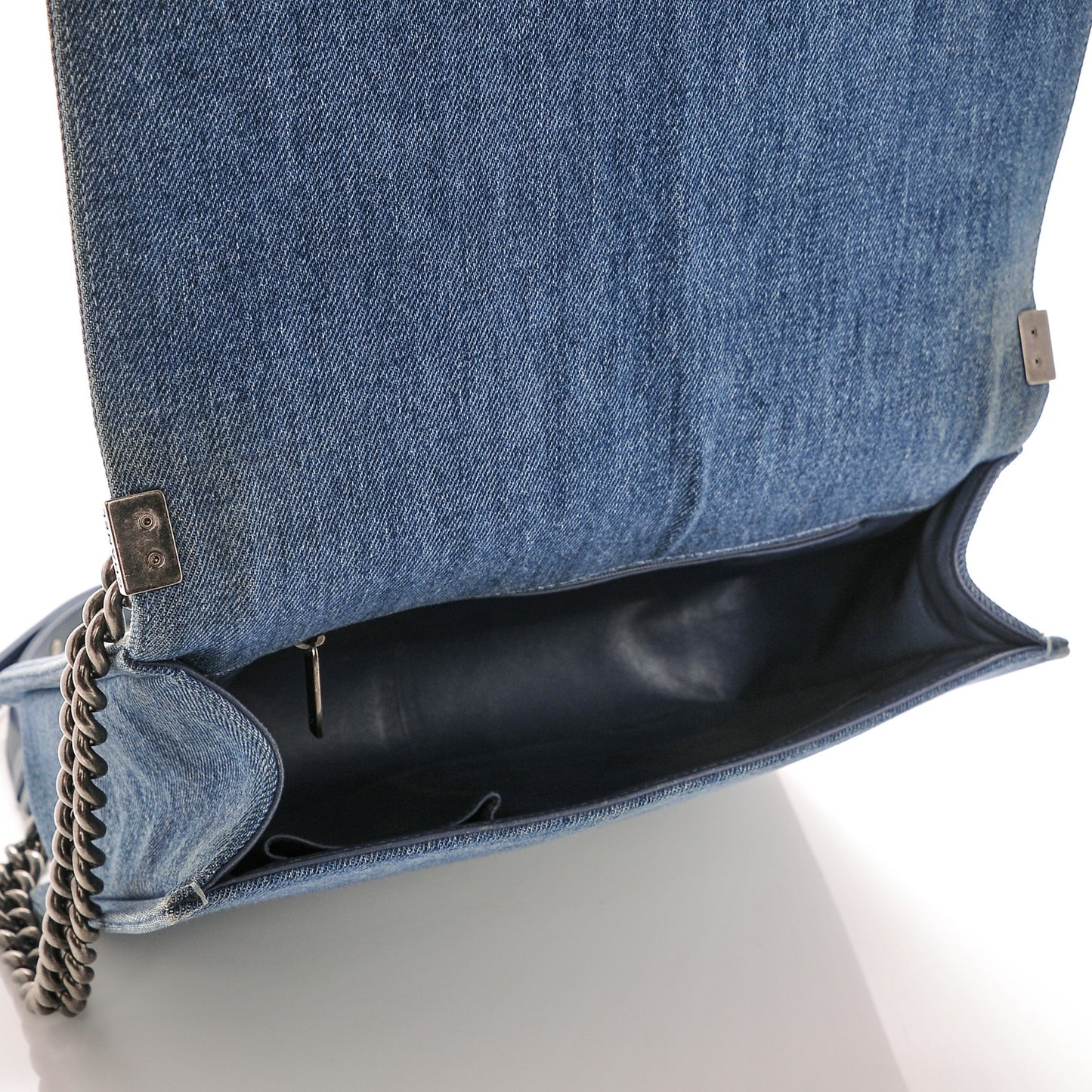 Denim Quilted Large Boy Flap Blue