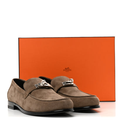 Hermes Suede Goatskin Womens Destin Loafers 39 Etoupe 10 of 10