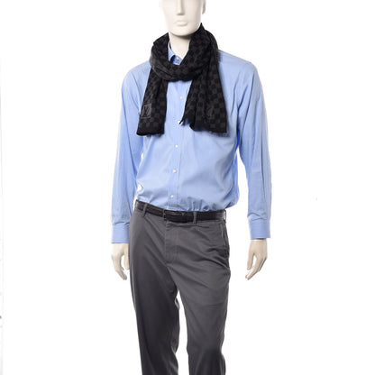 Louis Vuitton Wool Petit Damier Graphite Scarf Black 2 of 4