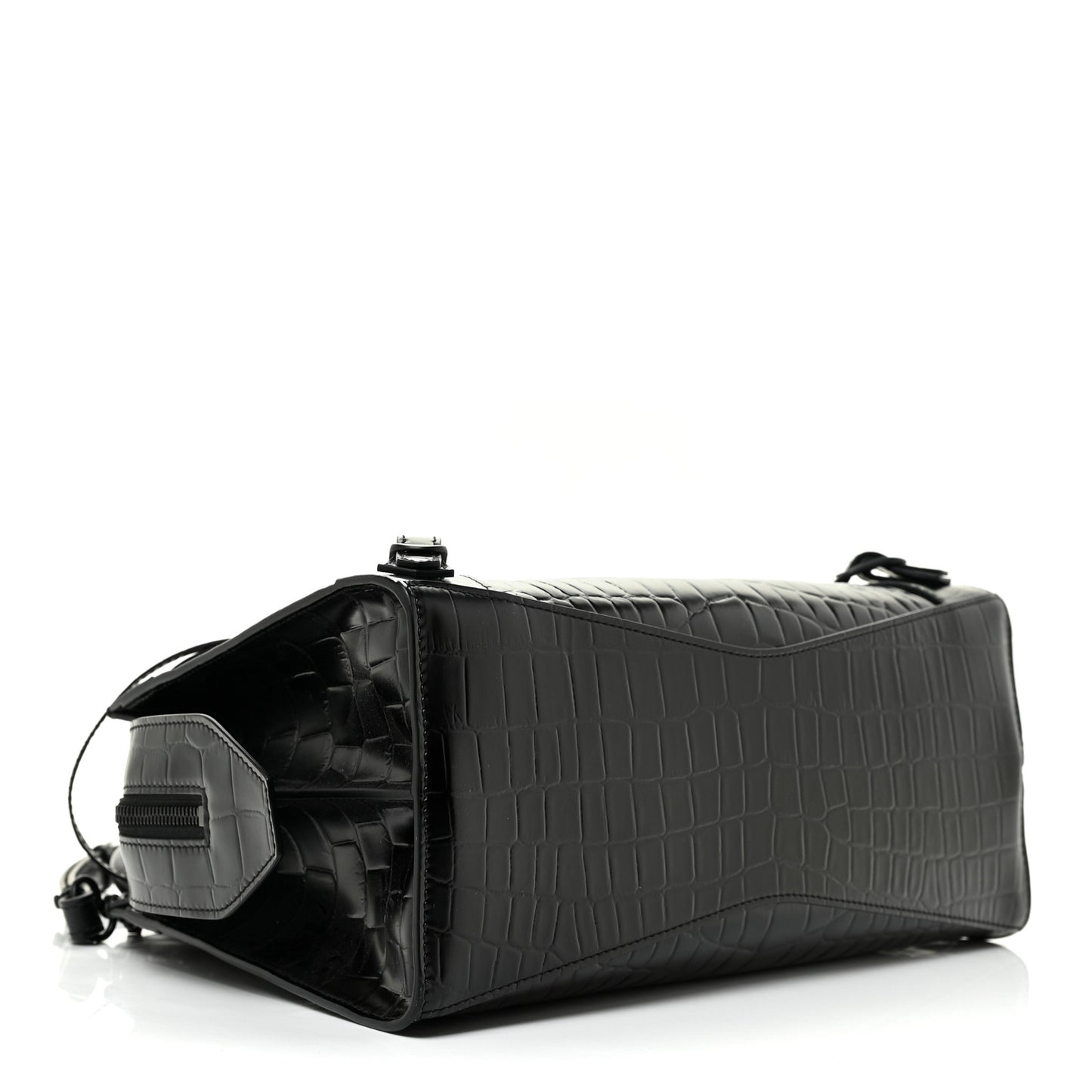 Semi Shiny Calfskin Crocodile Embossed Neo Classic Black Hardware S City Black