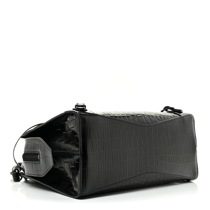 Balenciaga Semi Shiny Calfskin Crocodile Embossed Neo Classic Black Hardware S City Black 4 of 9