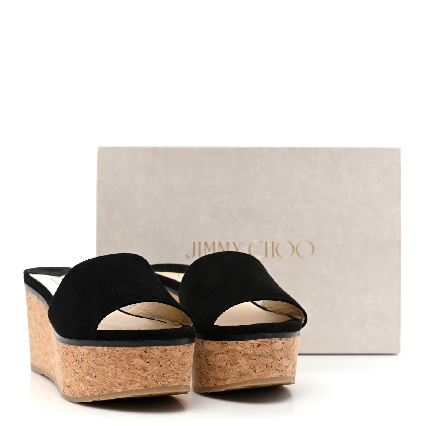 Suede Cork DeeDee Platform Wedge Slide Sandals 40 Black