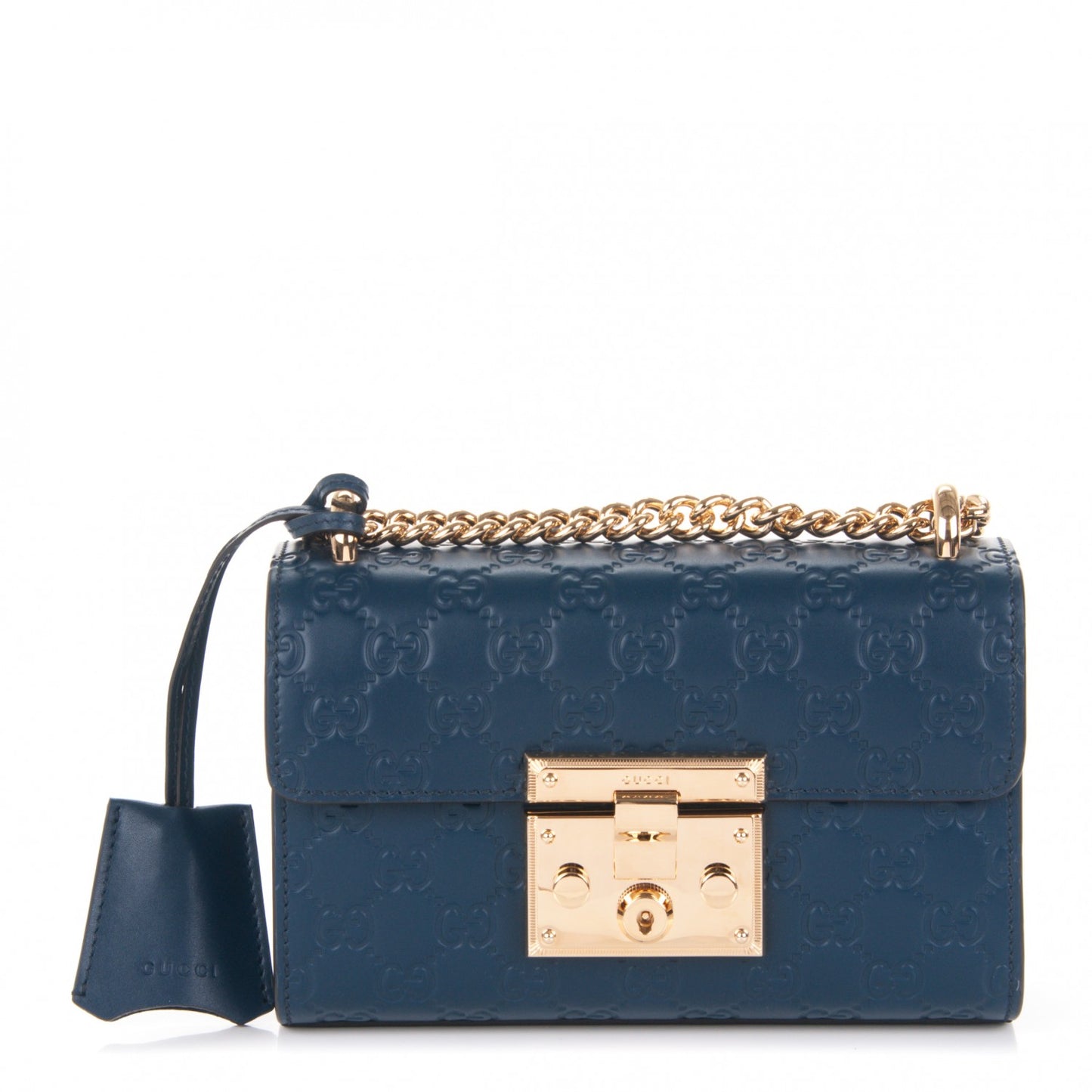 Guccissima Small Padlock Shoulder Bag Blue Agata