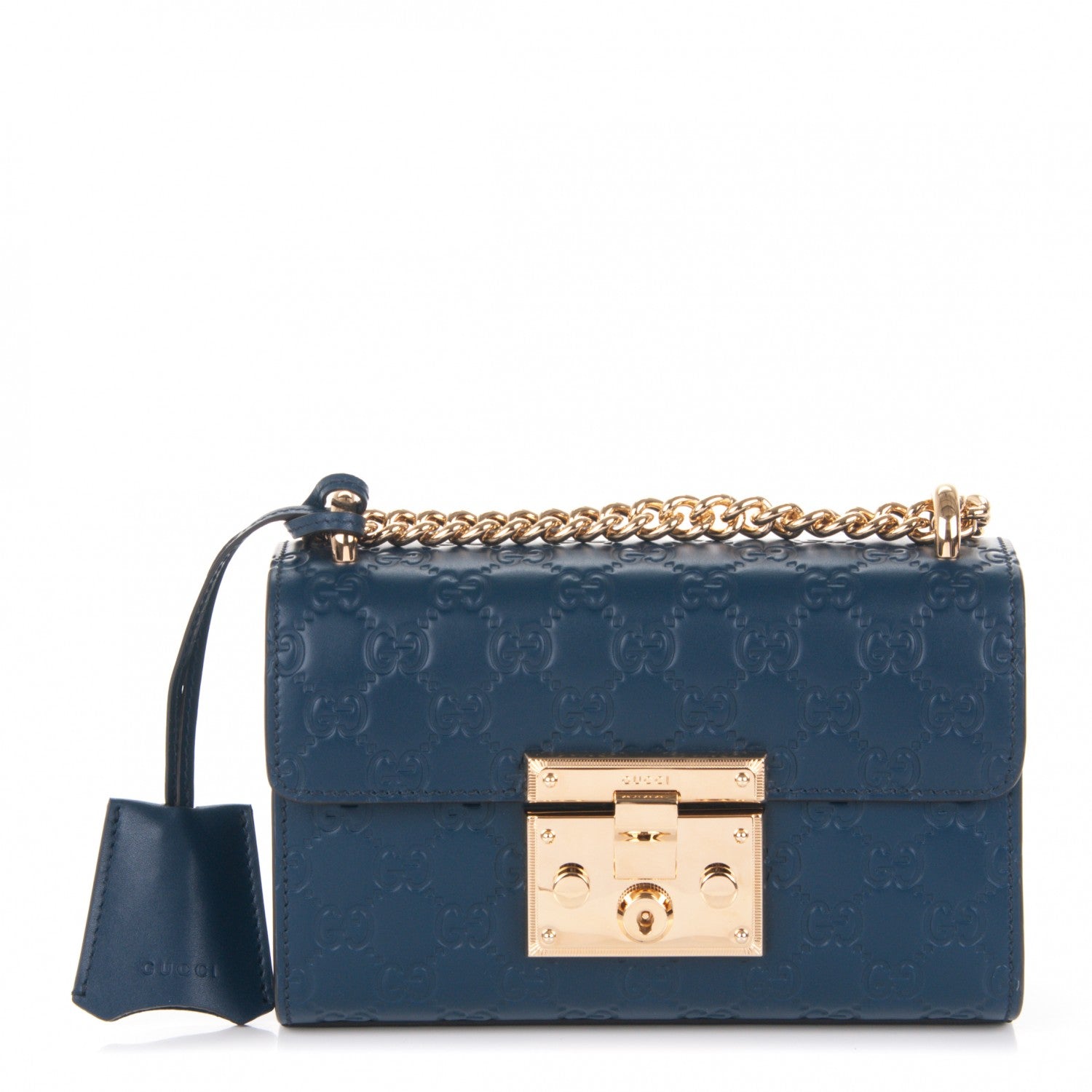 Gucci Guccissima Small Padlock Shoulder Bag Blue Agata 1 of 7