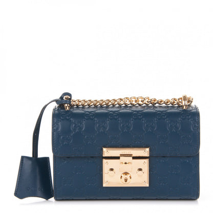 Gucci Guccissima Small Padlock Shoulder Bag Blue Agata 1 of 7