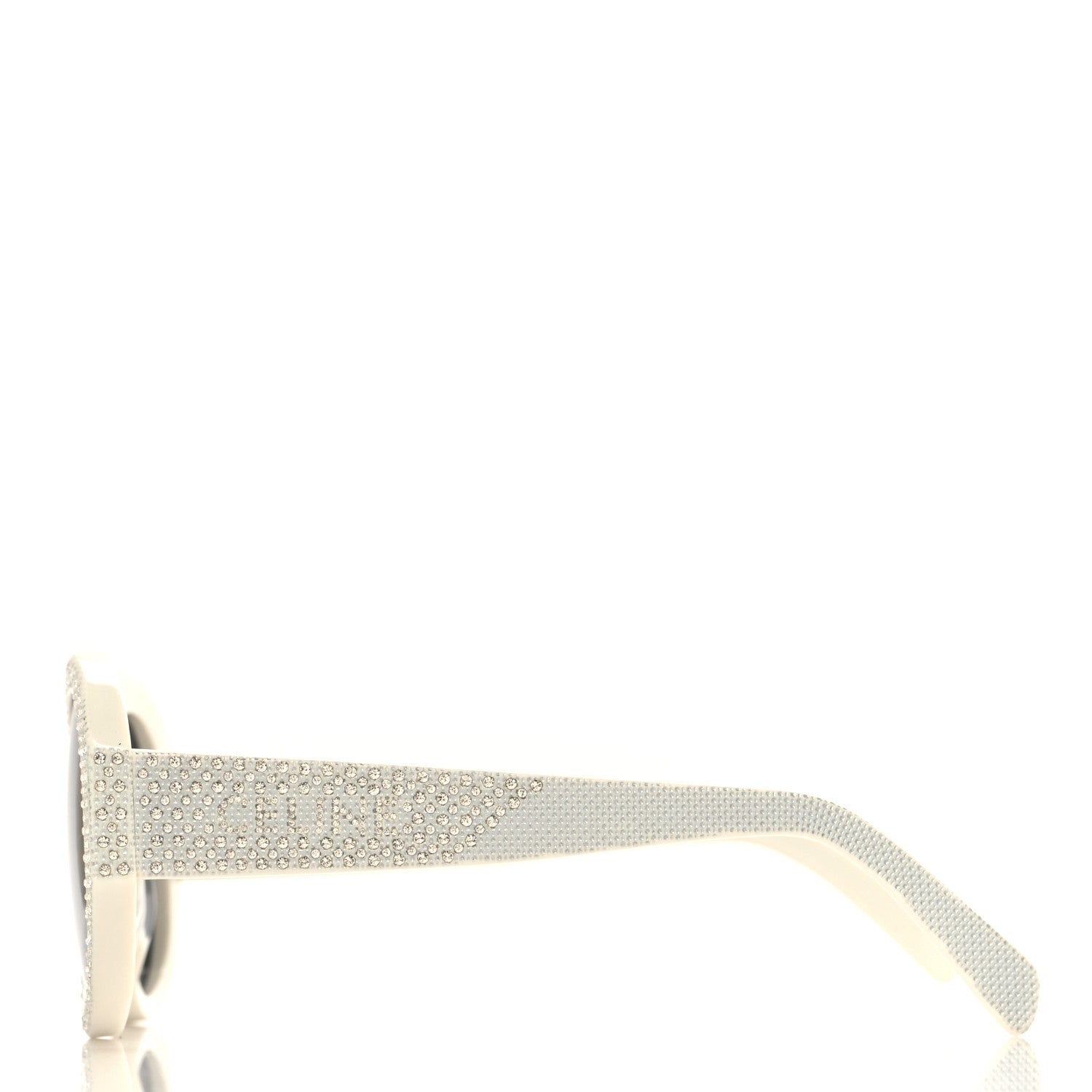 Celine Acetate Crystal Studded Bold 3 Dots Round Sunglasses CL4240IS Ivory Smoke 3 of 7