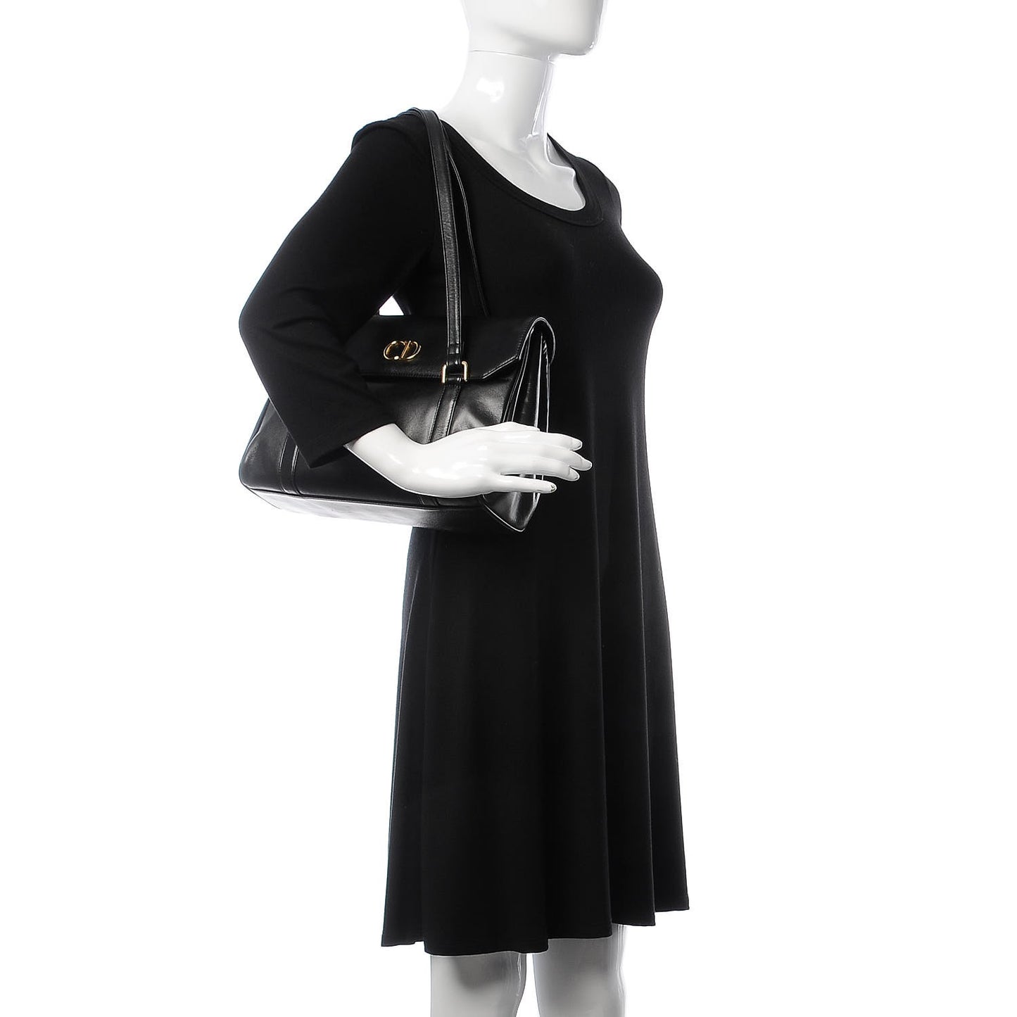 Calfskin CD Shoulder Bag Black