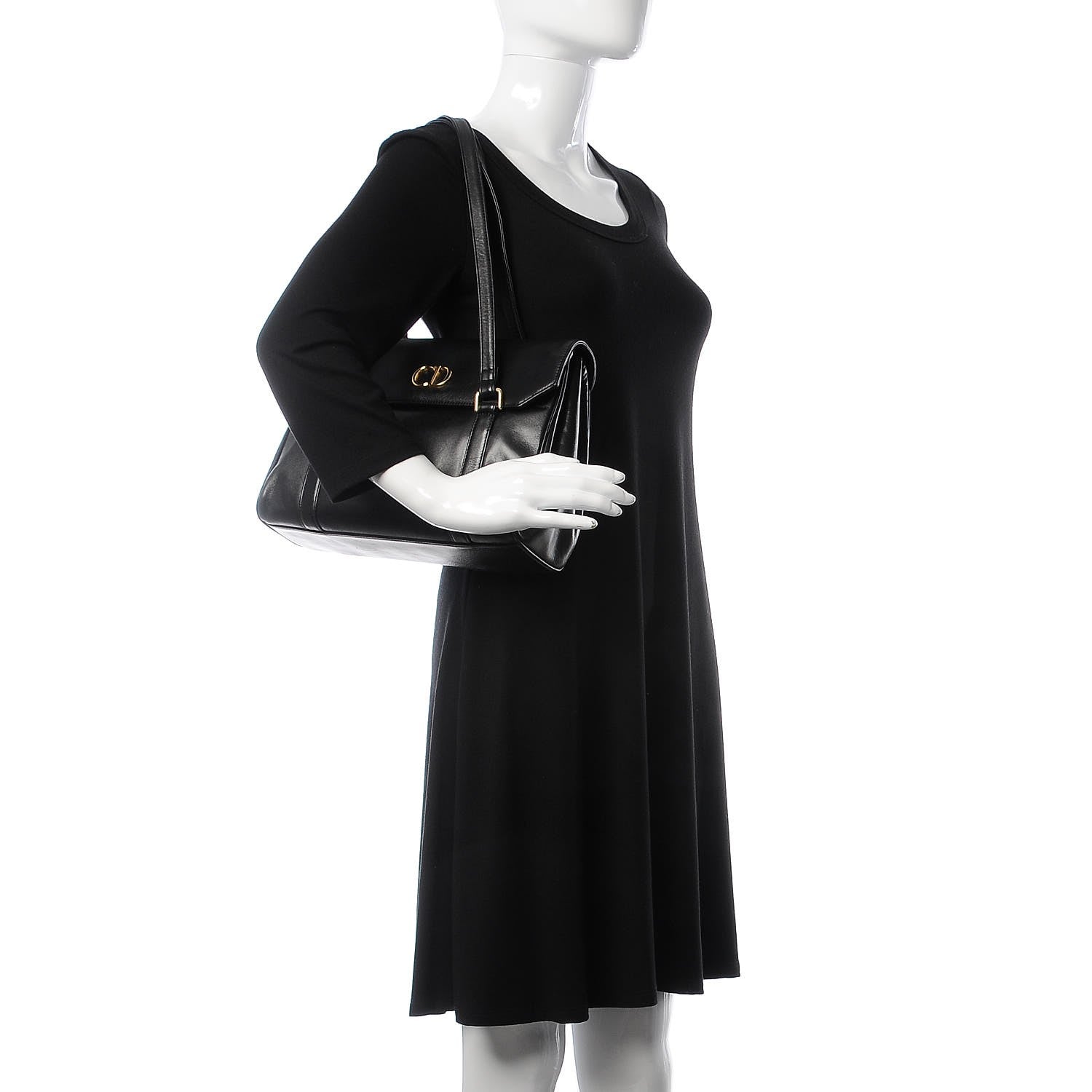 Christian Dior Calfskin CD Shoulder Bag Black 2 of 11