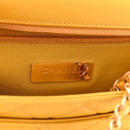 Chanel Lambskin Quilted Chain Infinity Top Handle Flap Yellow 5 of 9