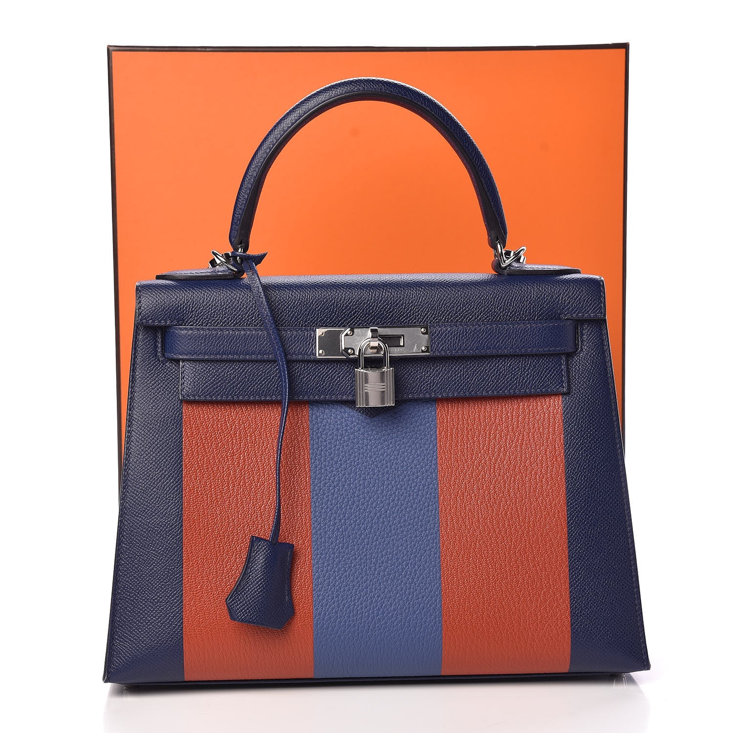 Hermes Epsom Taurillon Clemence Chevre Mysore Horseshoe Kellygraphie Lettre M Kelly Sellier 28 Bleu Sapphire Brighton Brique 12 of 12